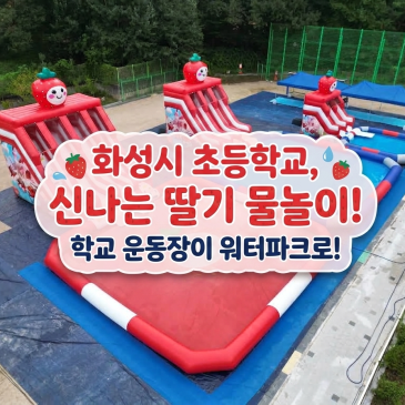 [화성 초등학교 물놀이 대여] 운동장이 워터파크로! 맞춤형 이동식 수영장 & 딸기 슬라이드